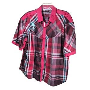 Lavie Clothing Co Mens 3XL Red Plaid Snap Button Shirt Young Millionaires